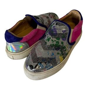 Christian Louboutin Masteral Tissima Chevron Sequin Slip On Fashion Sneaker 40.5